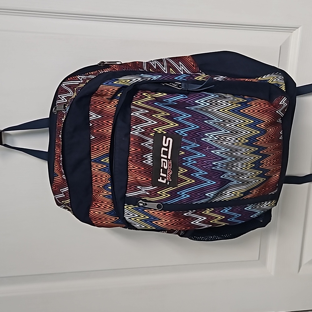 Trans by Jansport MEGAHERTZ Backpack Laptop Blue Chevron School Travel